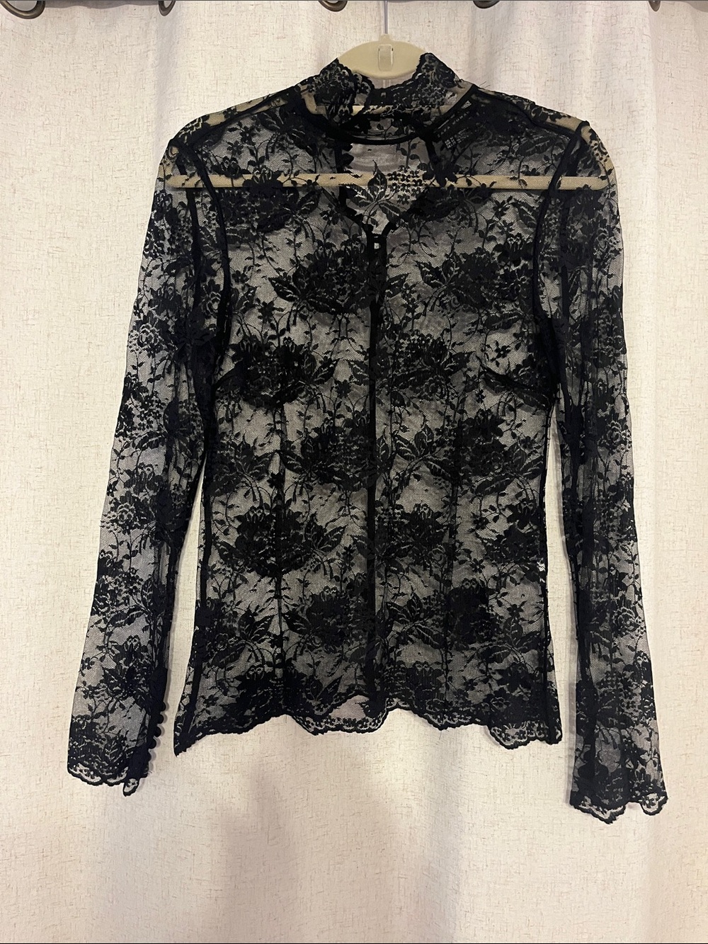 zara woman black lace top long sleeve top size M